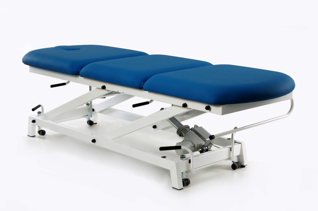 CamillasOnline E30-RPC Camilla de masaje eléctrica de 3 cuerpos, portarrollos, ruedas, pliegue central 4